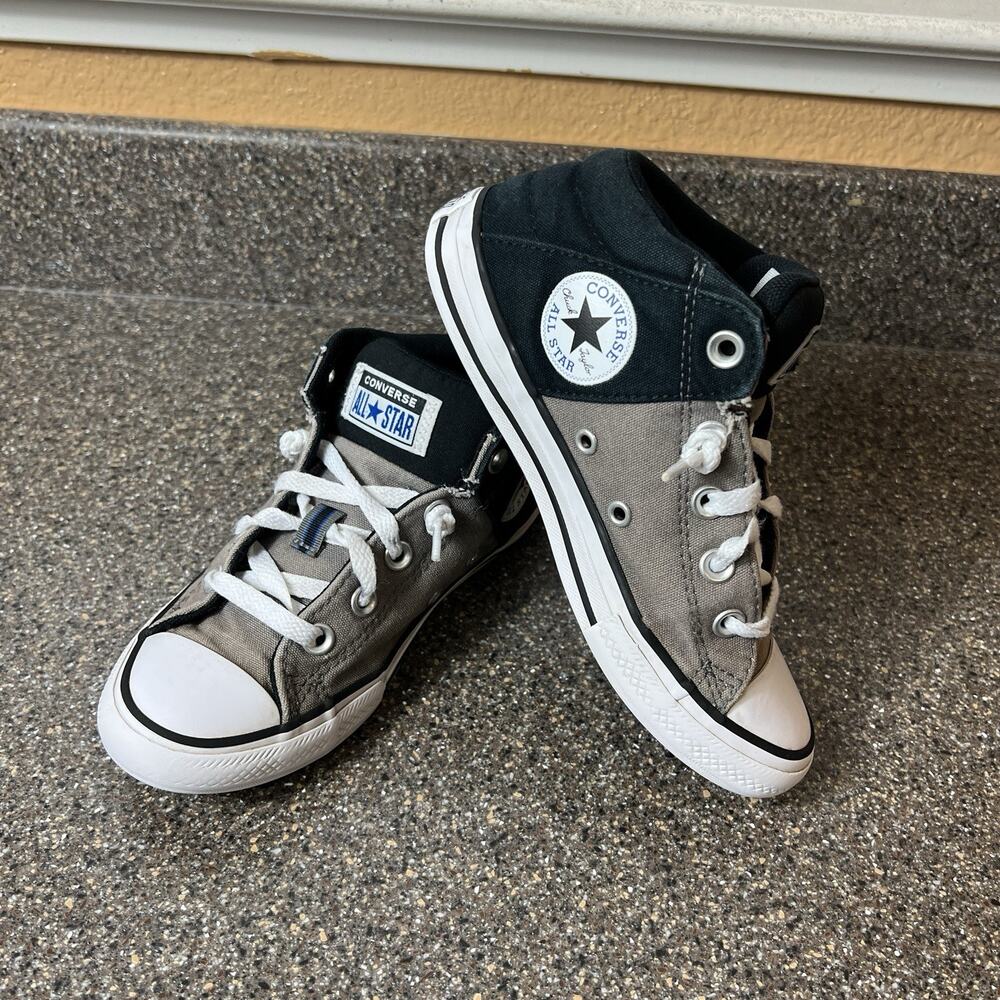 Converse All Star Kid Youth 2.5 Khaki/Black Canvas Mid Top Padded Tongue Sneaker